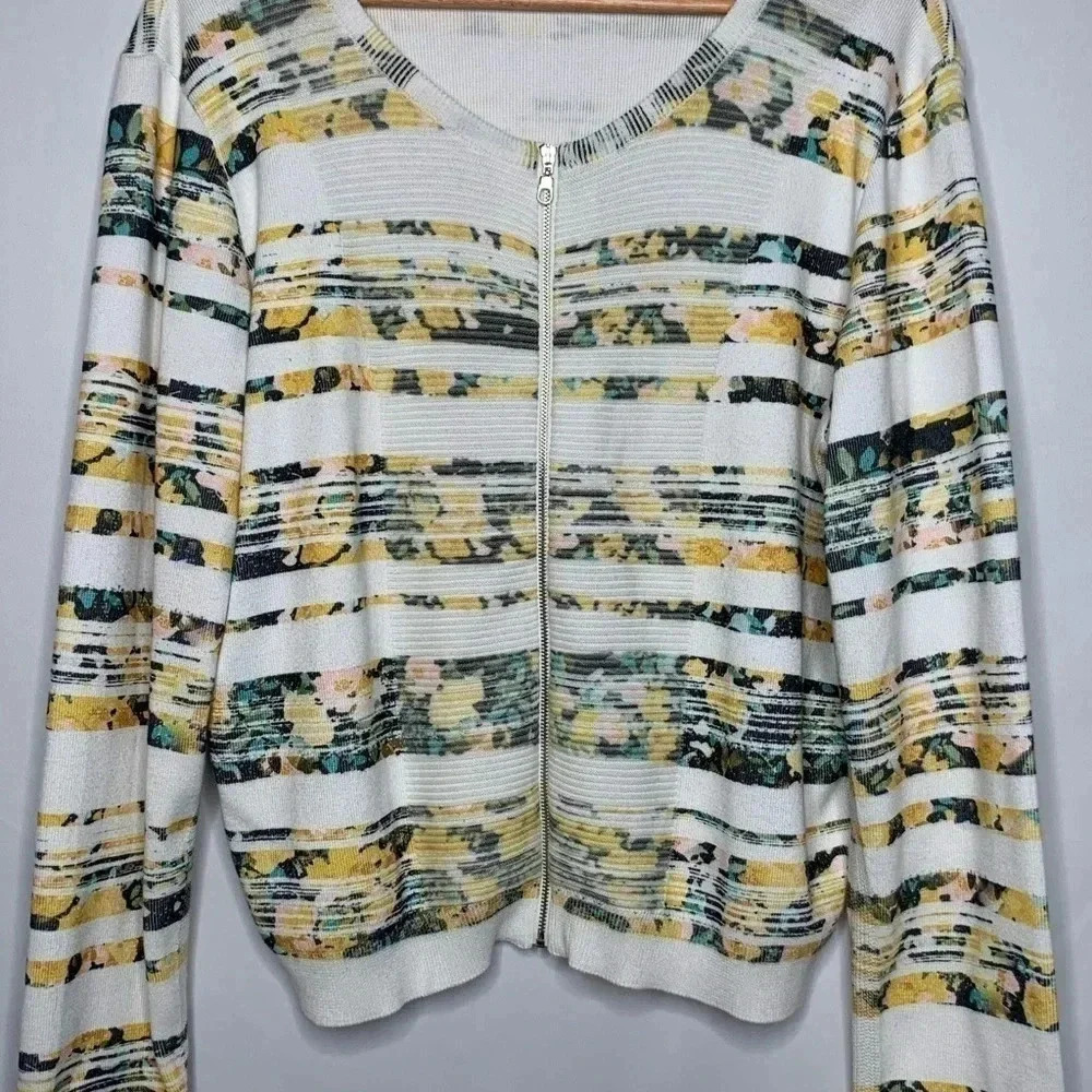 Moth Anthro Array Floral Stripe Zip Up Sweater Si… - image 4